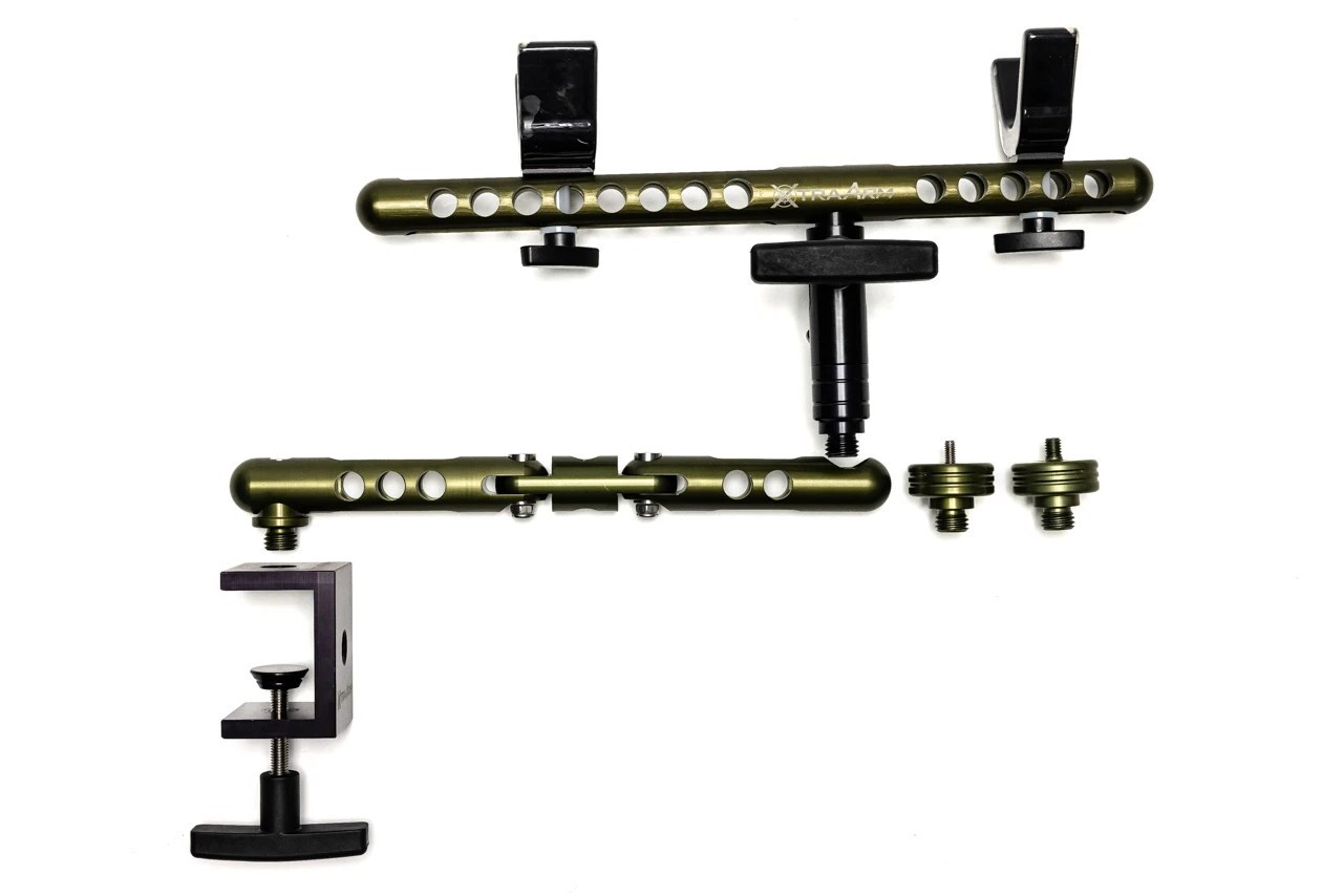 Arm, clamp and yoke options. The same arm works across every mount in the system.